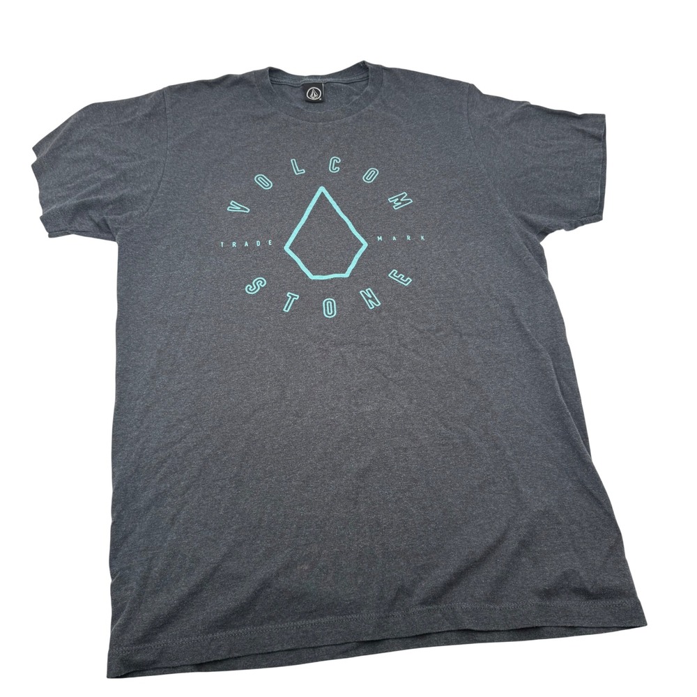 Volcom Graphic T Shirt Men's Medium Gray Aqua Stone Logo Skate Surf